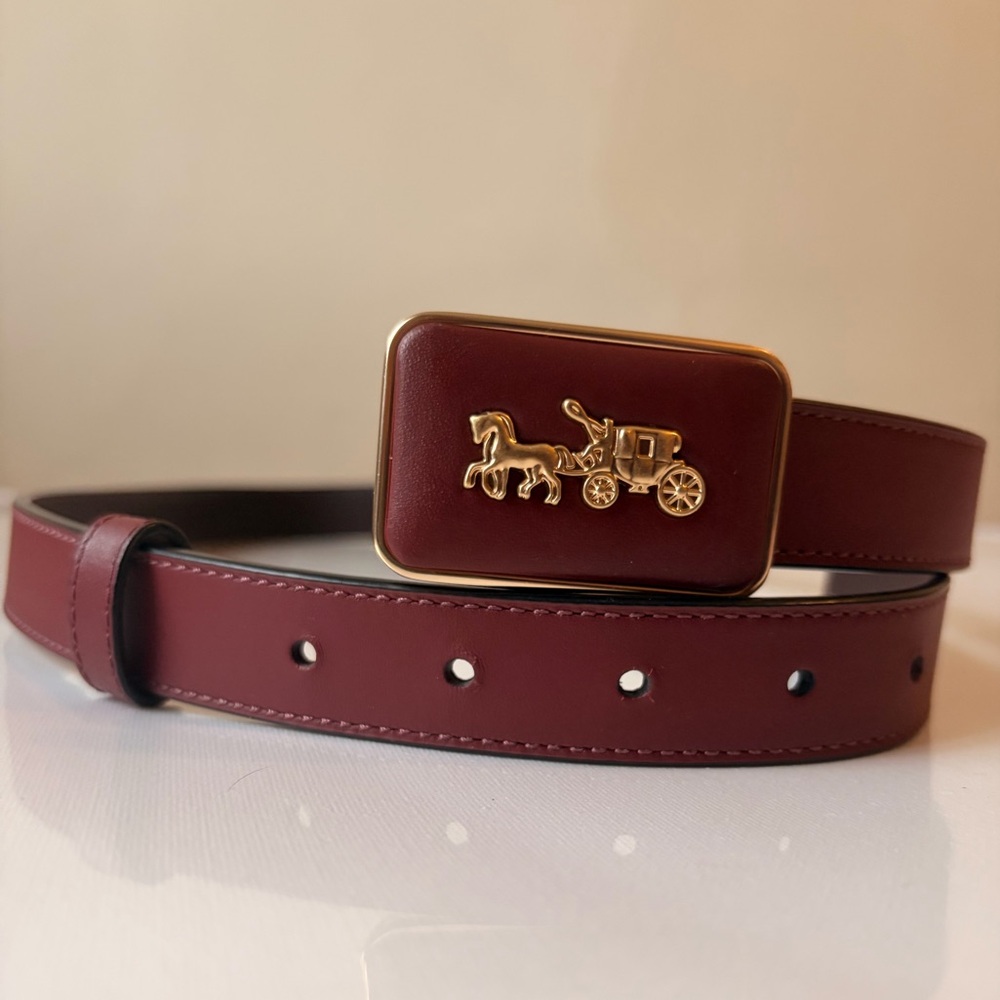 Coach red/burgundy leather belt, 38inches size Medium
